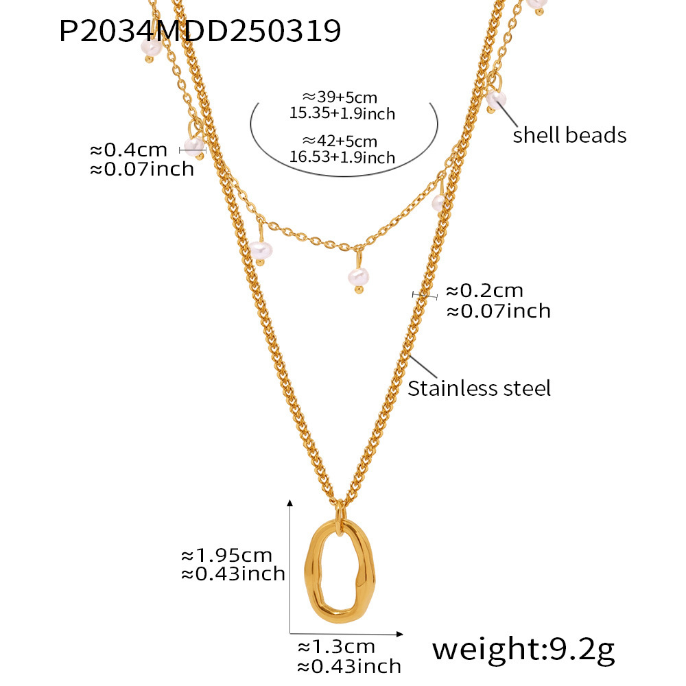 P2034-Double layer pearl necklace 40 5cm