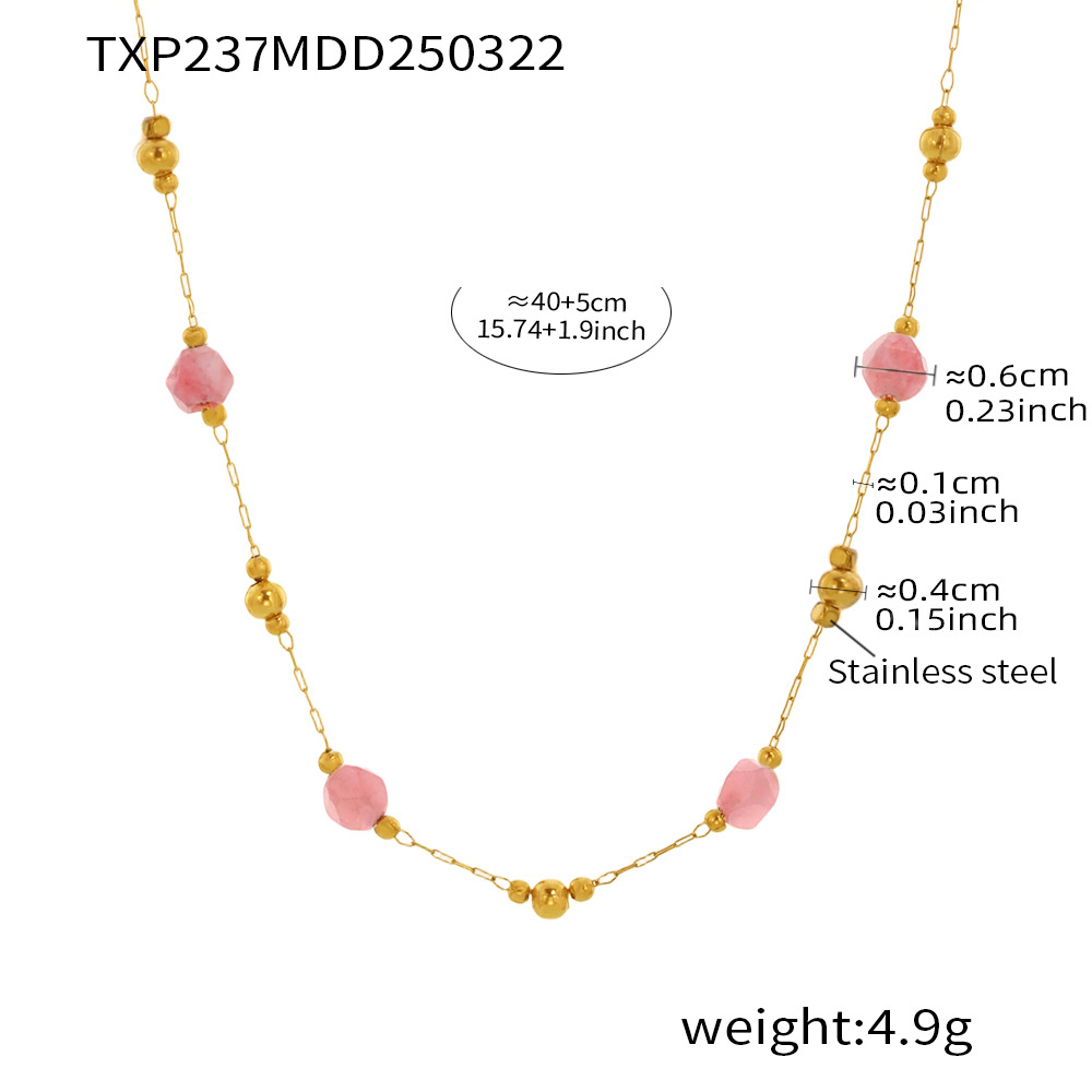 Txp237-pink agate necklace 40 5cm (natural stones vary in color, please be careful when photographing)