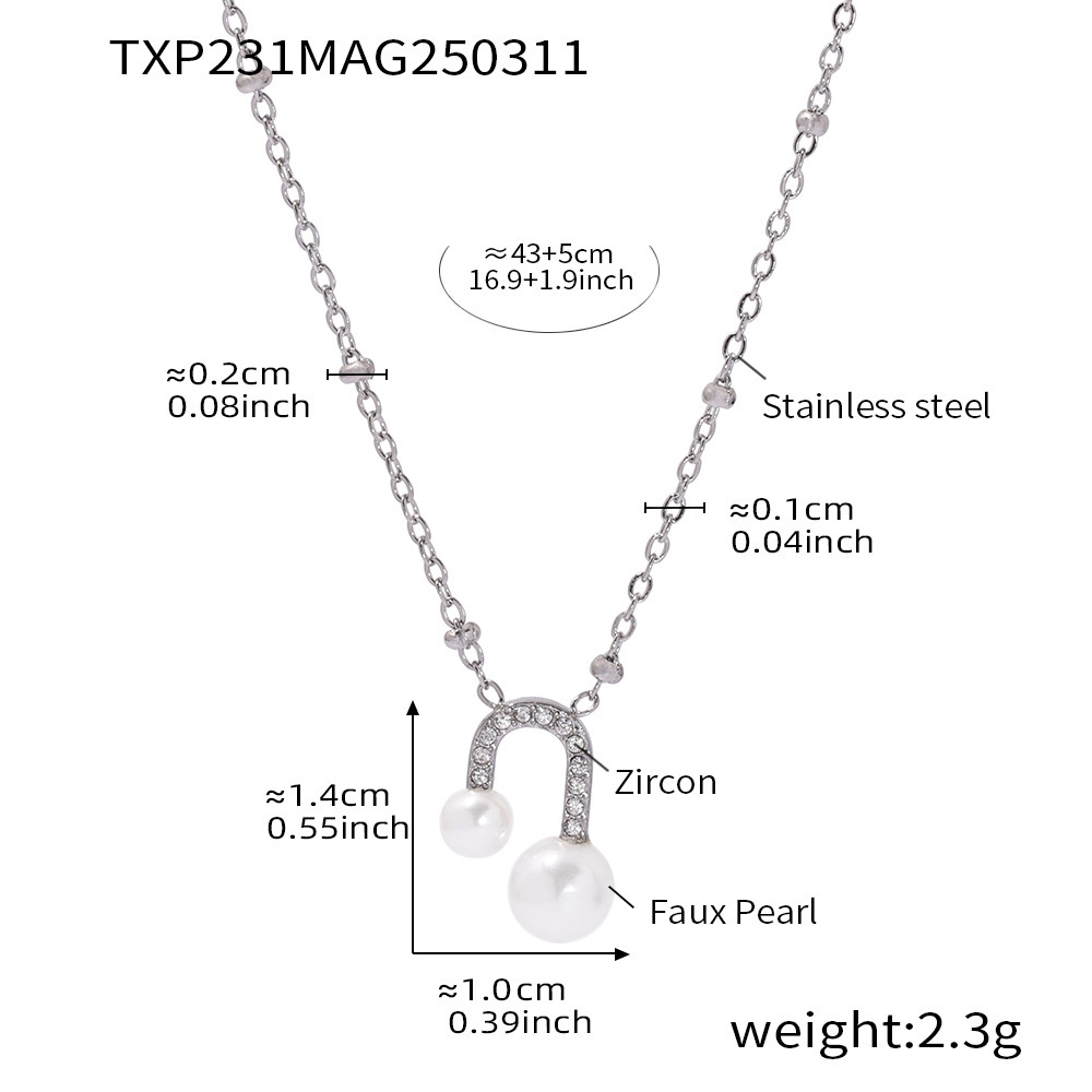 Txp231-steel color zircon shell bead necklace 40 5cm