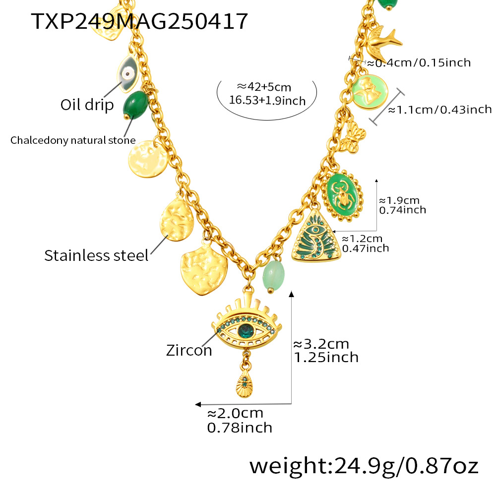 Golden - green zircon necklace
