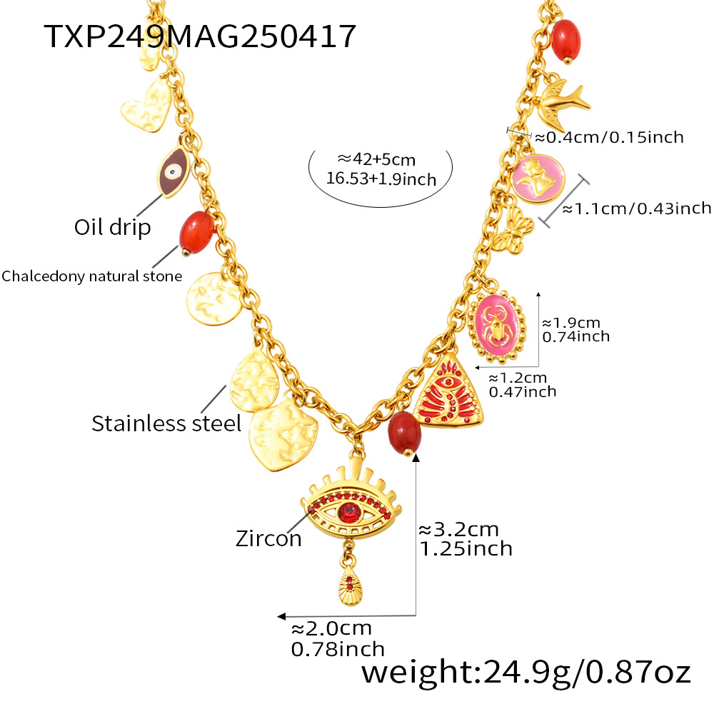 Golden - red zircon necklace