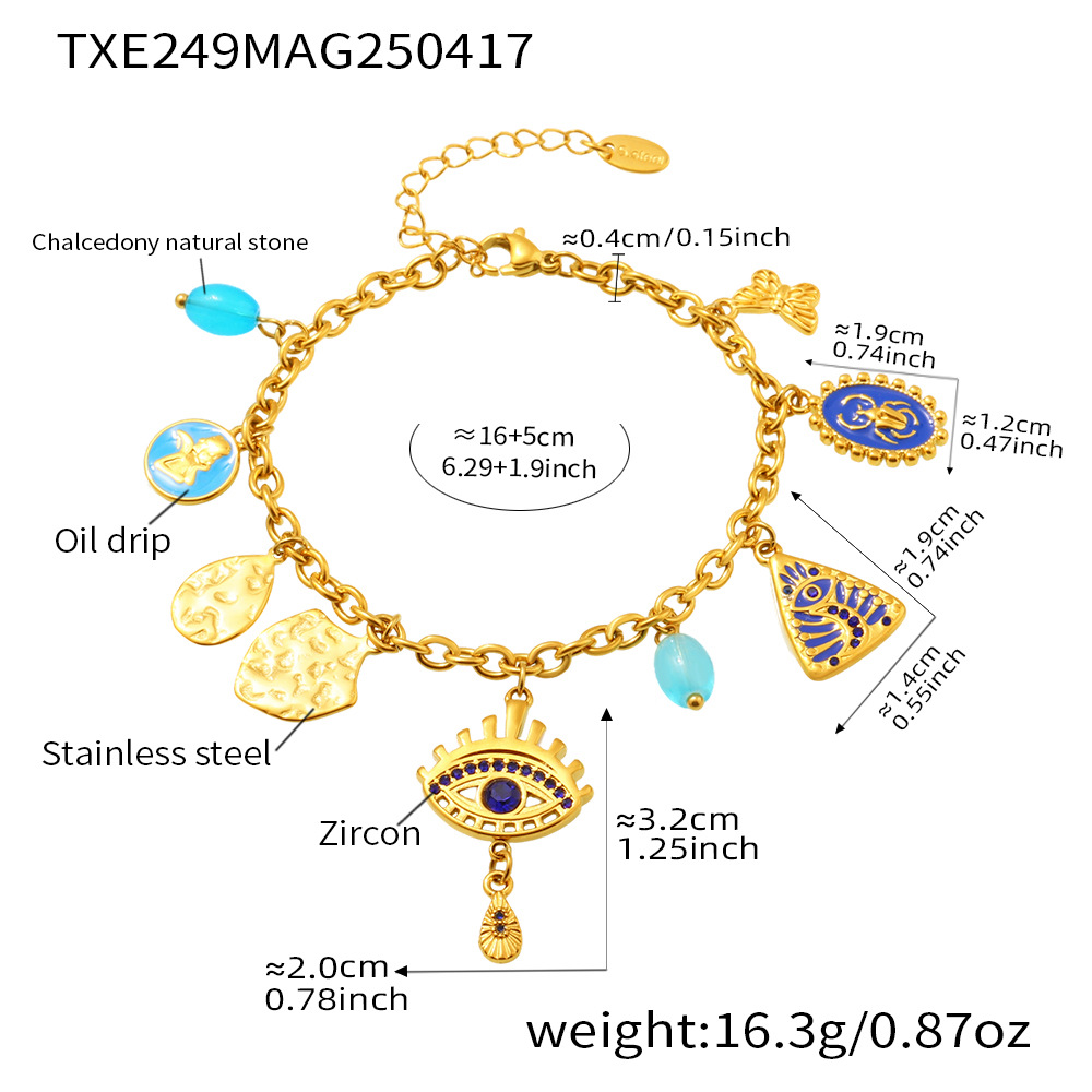 Golden - blue zircon bracelet