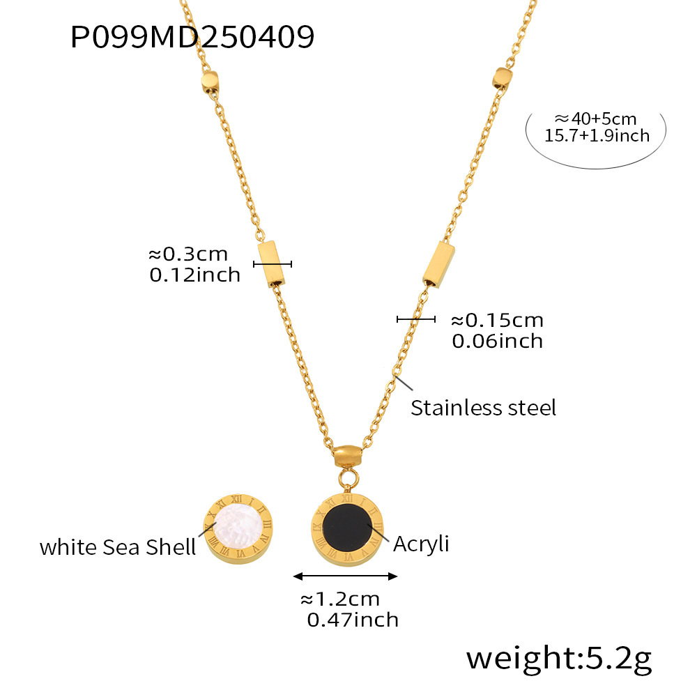 P099-golden roman black and white double-sided number necklace 40 5cm