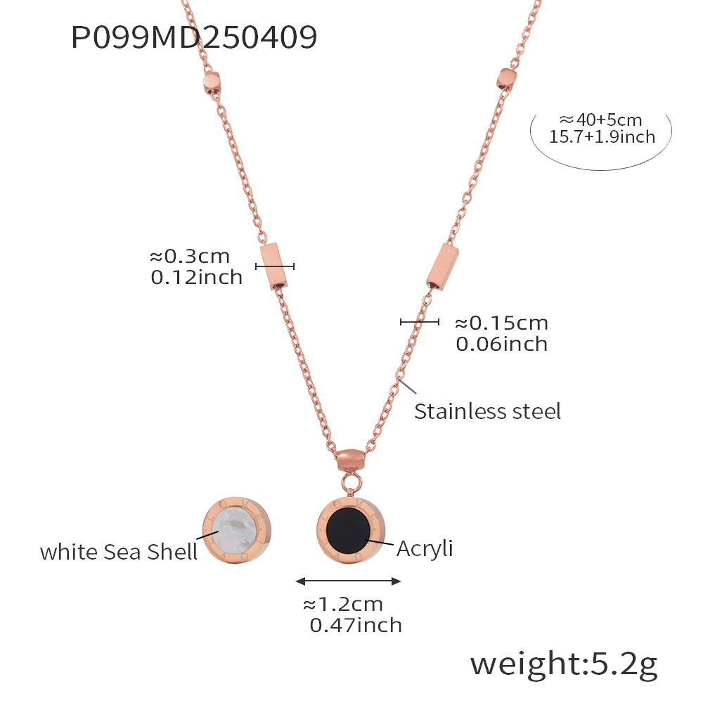P099-rose gold black and white double-sided love english necklace 40 5cm