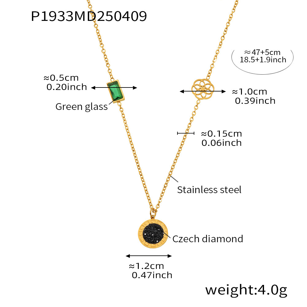 P1933-golden roman black and white double-sided number necklace 47 5cm