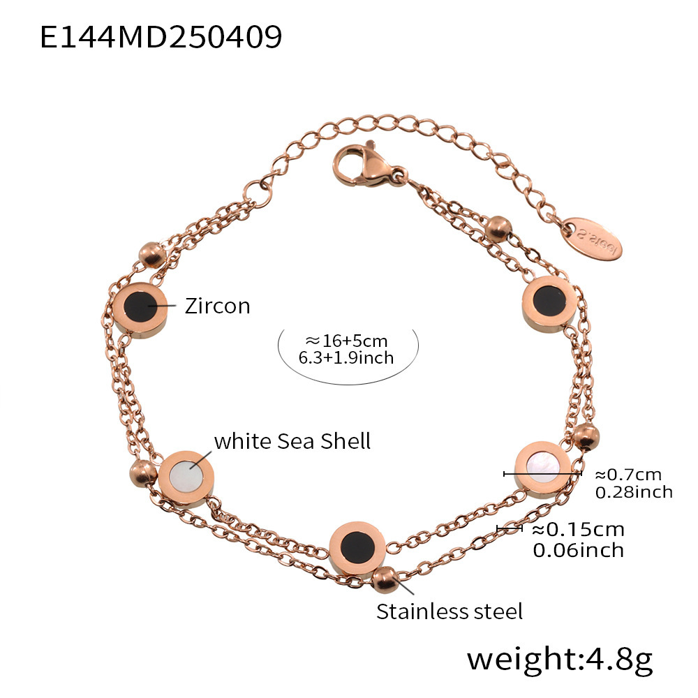 E144-roman numeral double layer rose gold bracelet 16 5cm