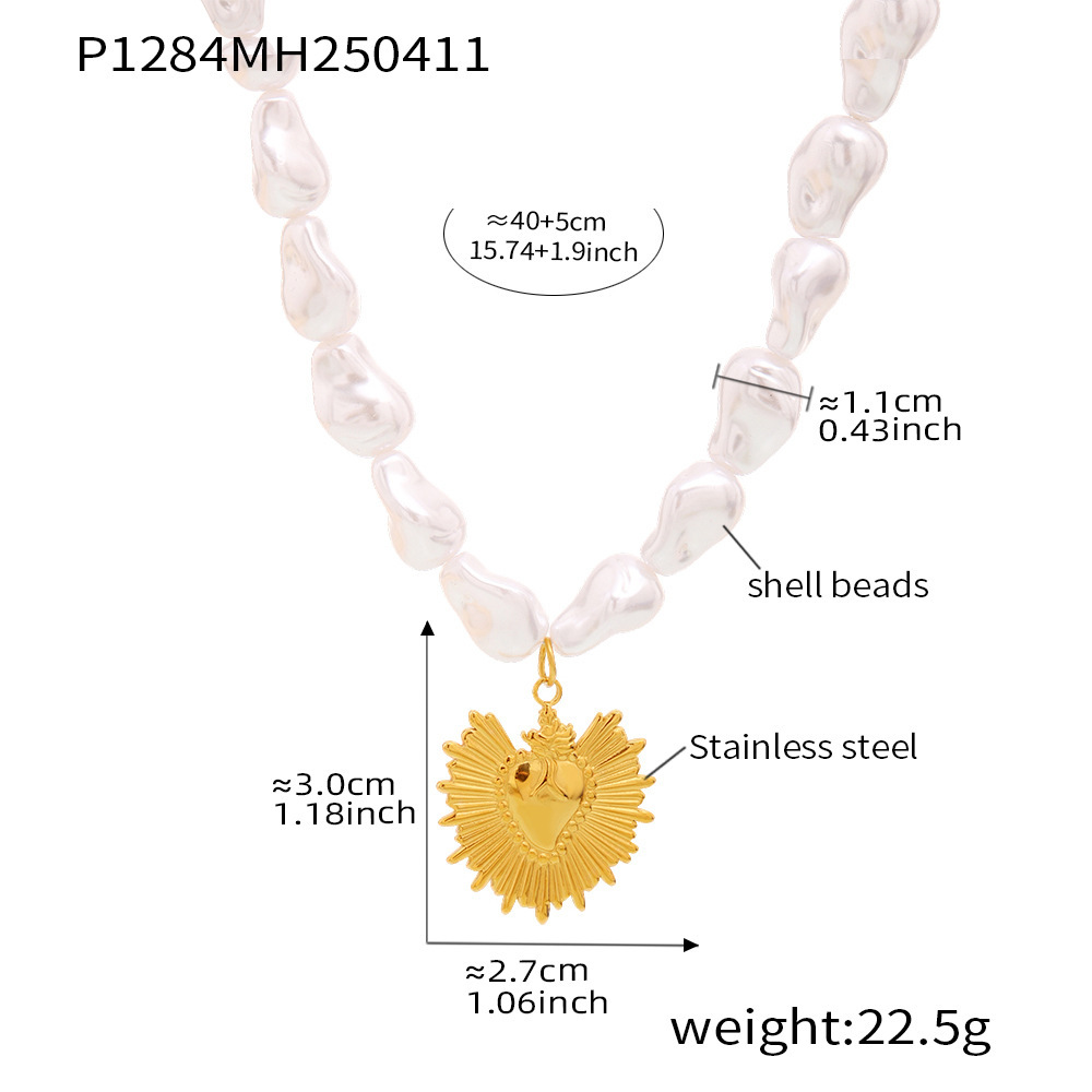 P1284-love shell bead necklace 40-5cm