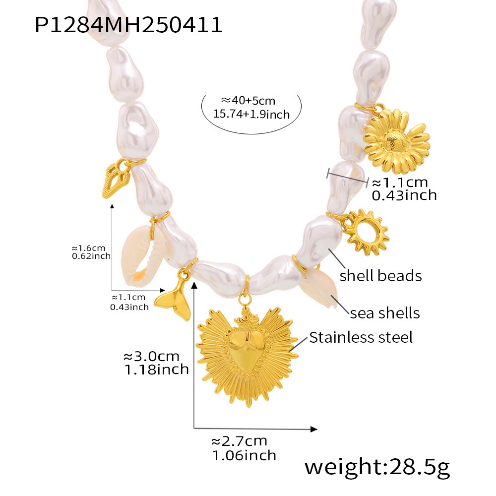 P1284-multiple accessories love shell bead necklace 40-5cm