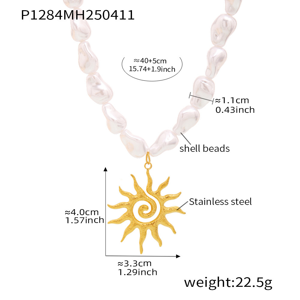 P1284-sun shell bead necklace 40-5cm
