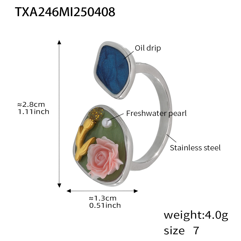 Txa246-rose enamel steel color ring-no. 7