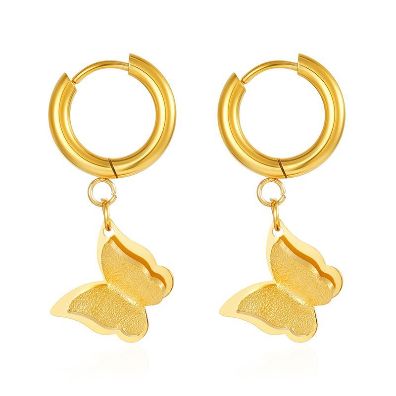 2.5*12 sand butterfly earrings gold ms-692