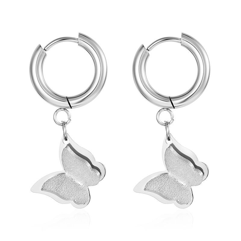 2.5*12 sand butterfly earrings steel color ms-692