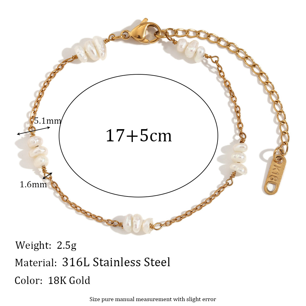 Freshwater pearl handmade chain bracelet-Gold