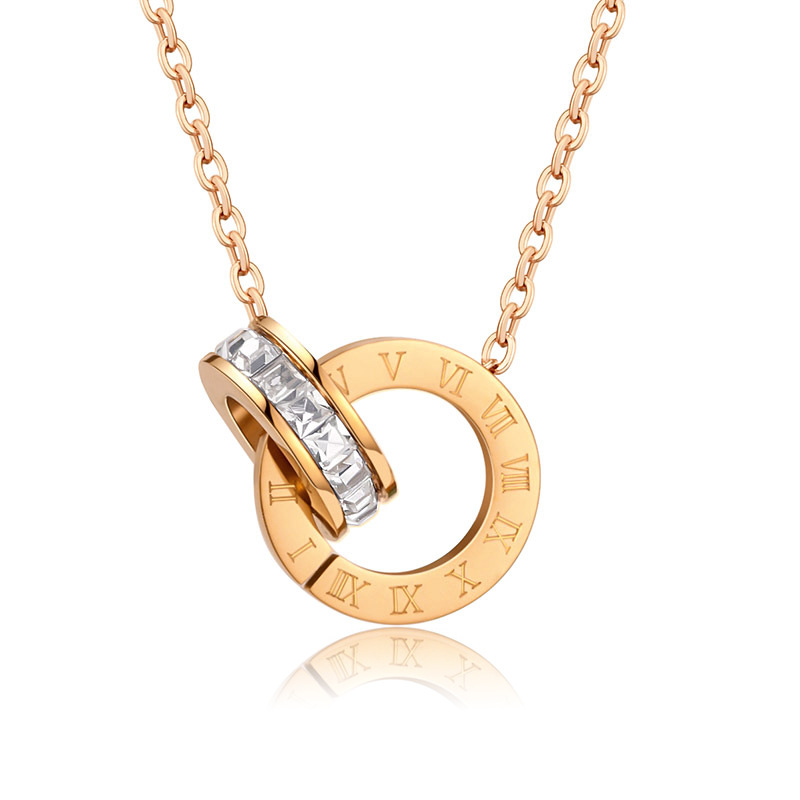Rome double-ring necklace gold