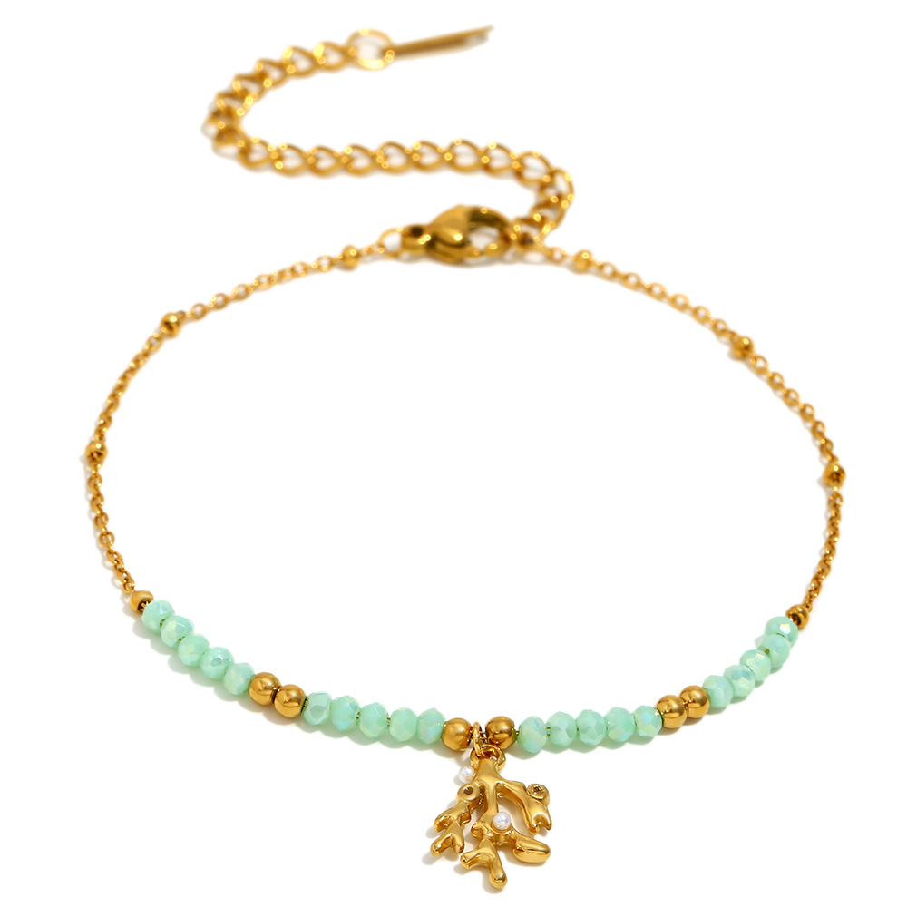 Natural stone bracelet with beads-gold
