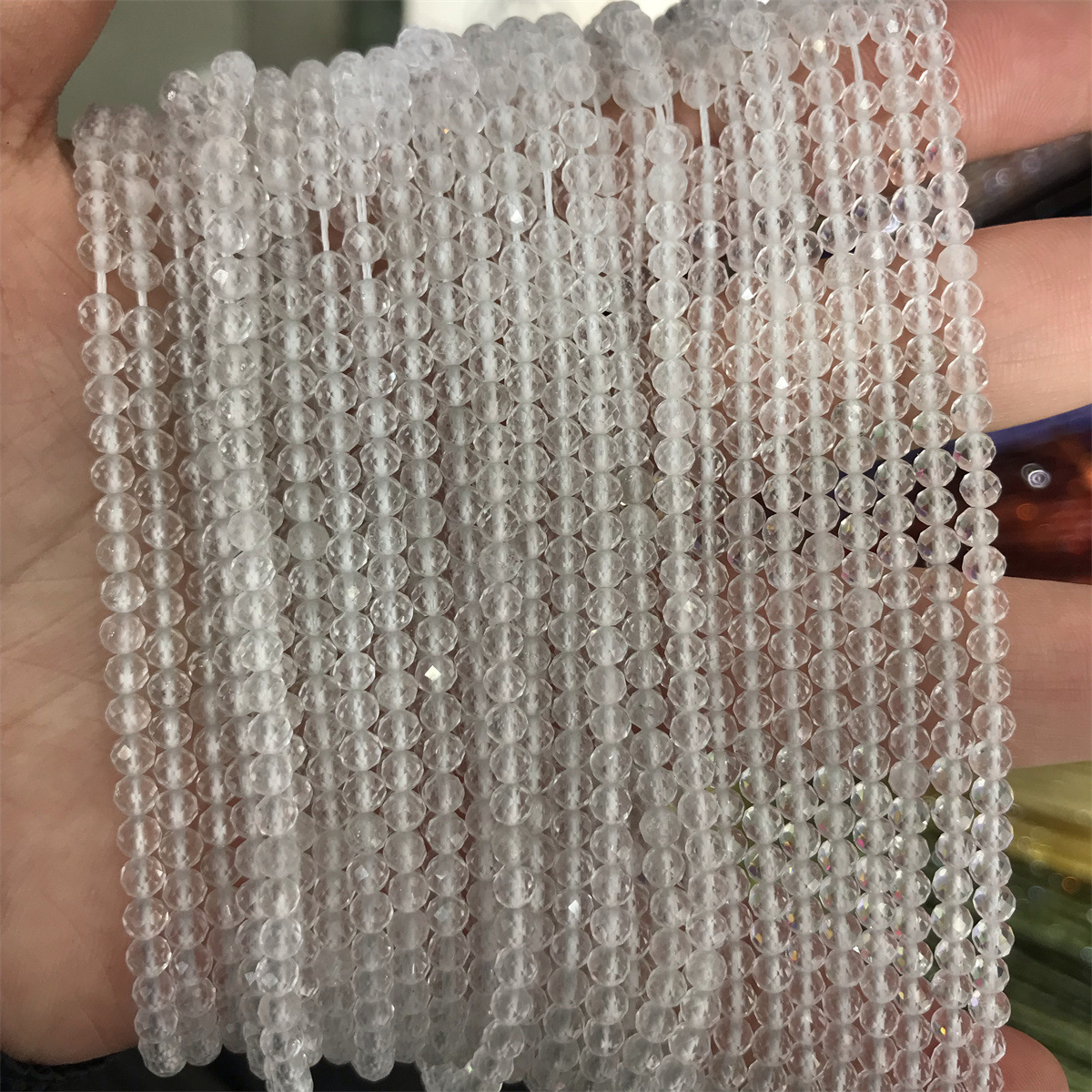 3mm faceted white crystal