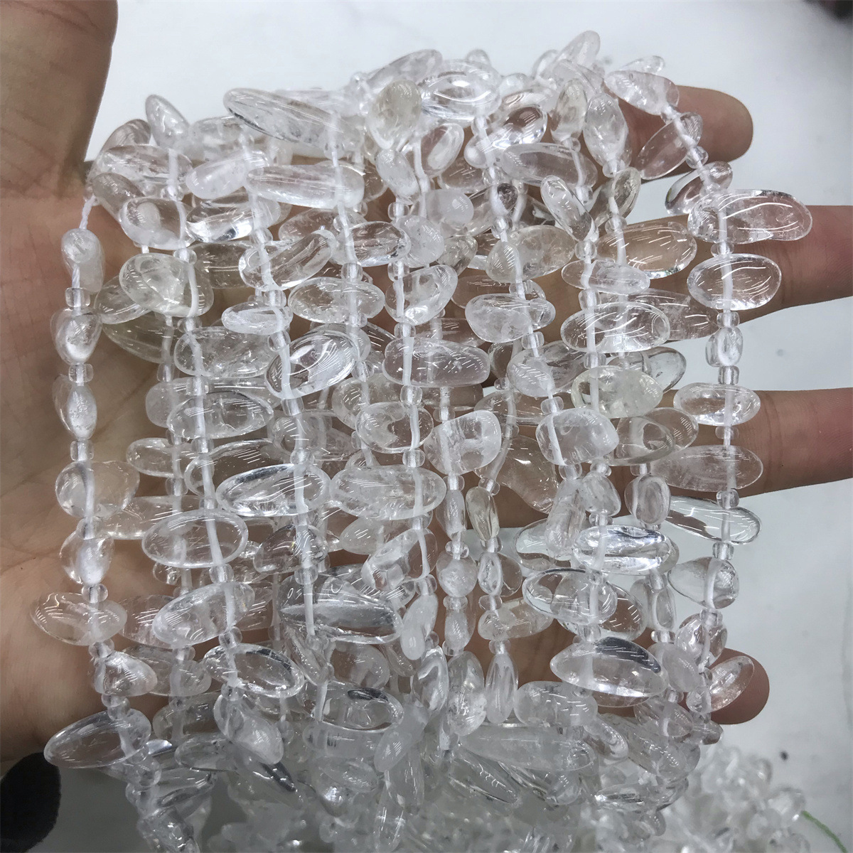6-17mm side hole long tooth gravel white crystal