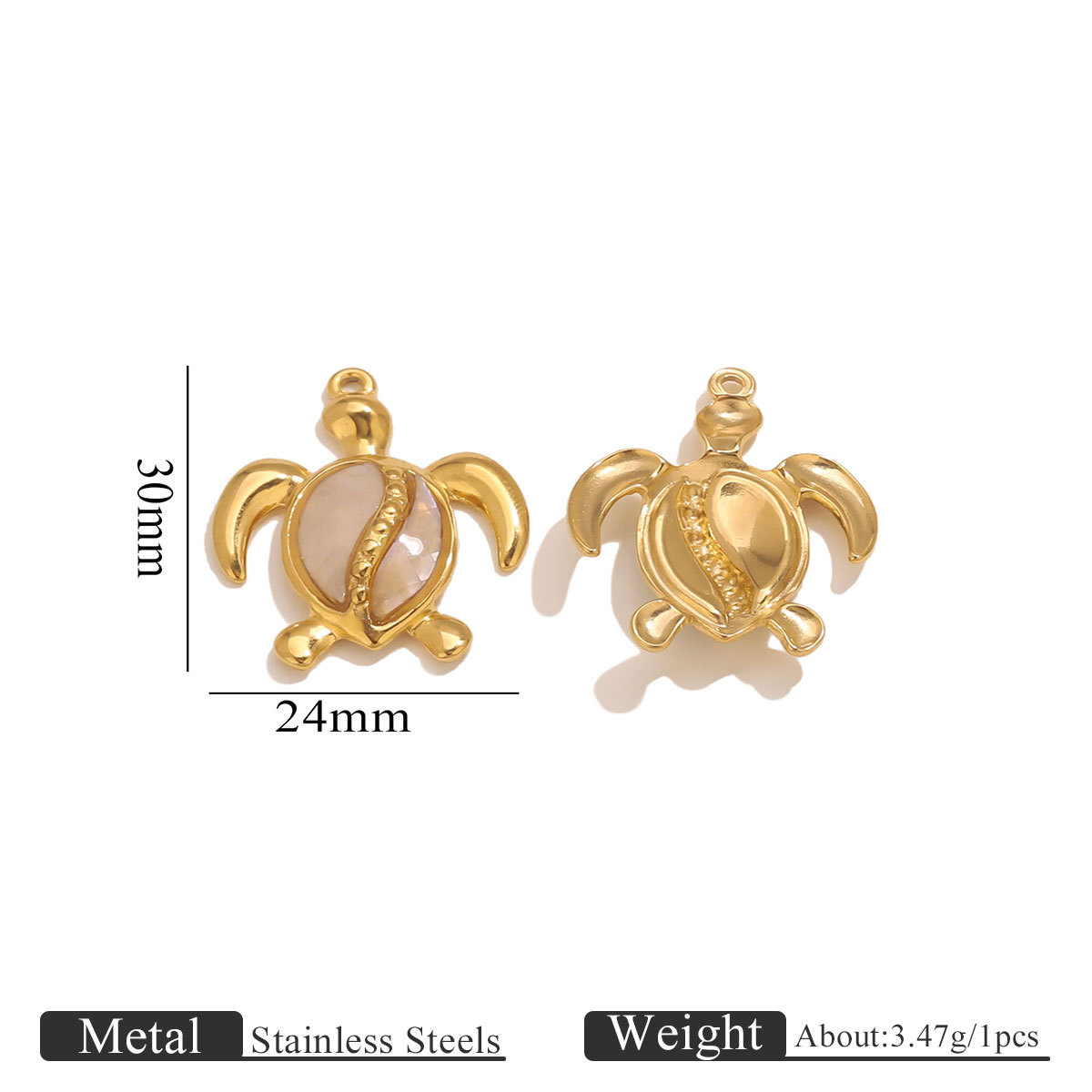 Sticky natural shell pendant-white shell turtle