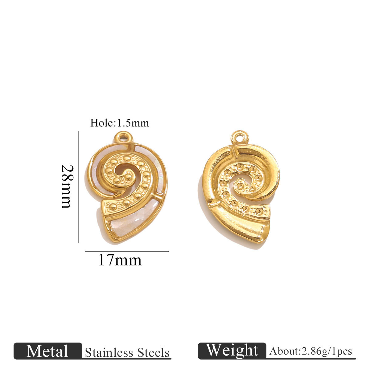 Sticky natural shell pendant-white shell conch
