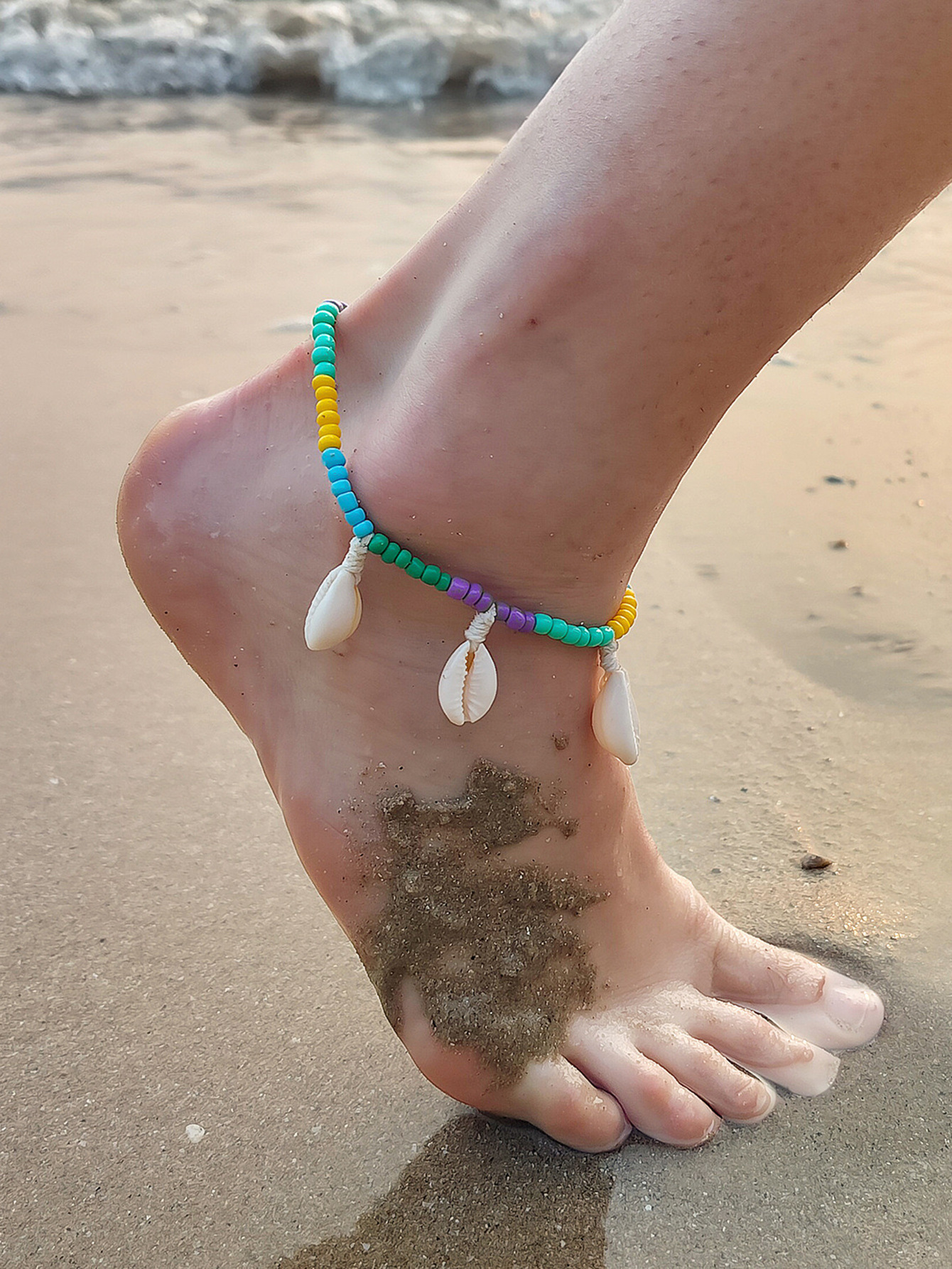Rice bead shell anklet