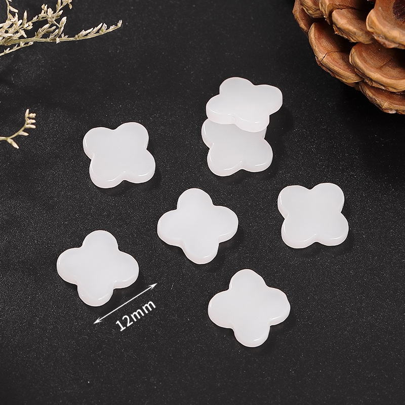 10 white four-petal flower 12mm