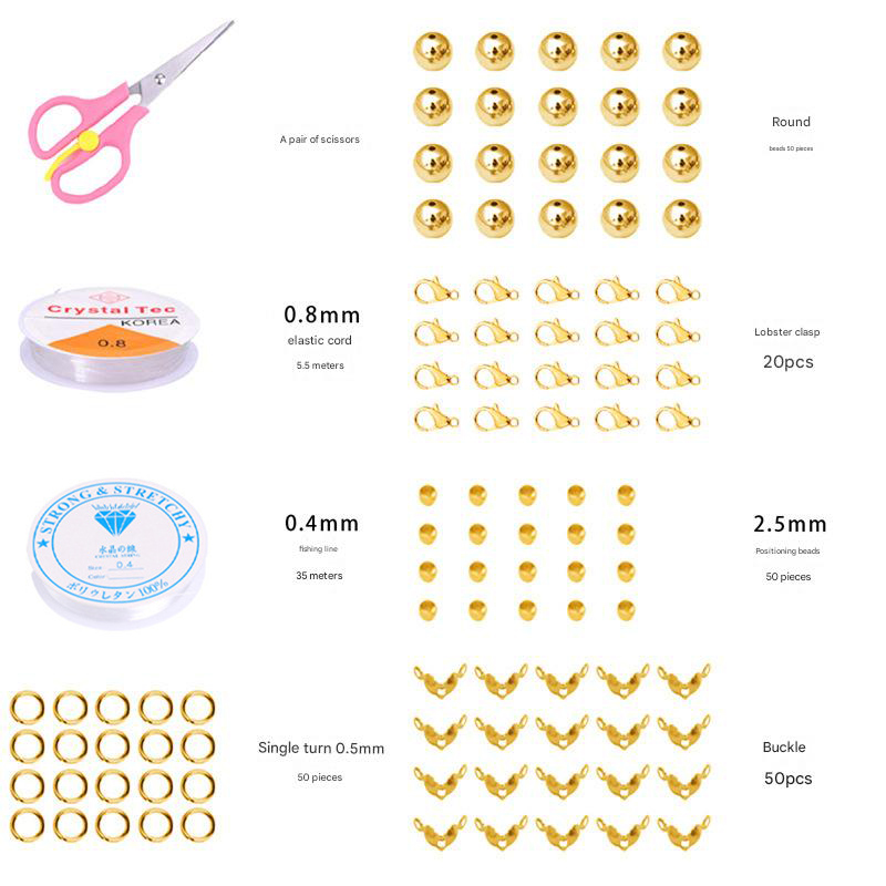 Bead accessories material bag accessories line scissors gold 1 set/bag
