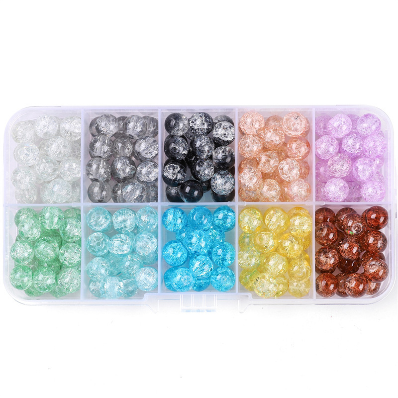 10-box 8mm inner broken glass bead set box 20 per box, a total of 200 piece/box