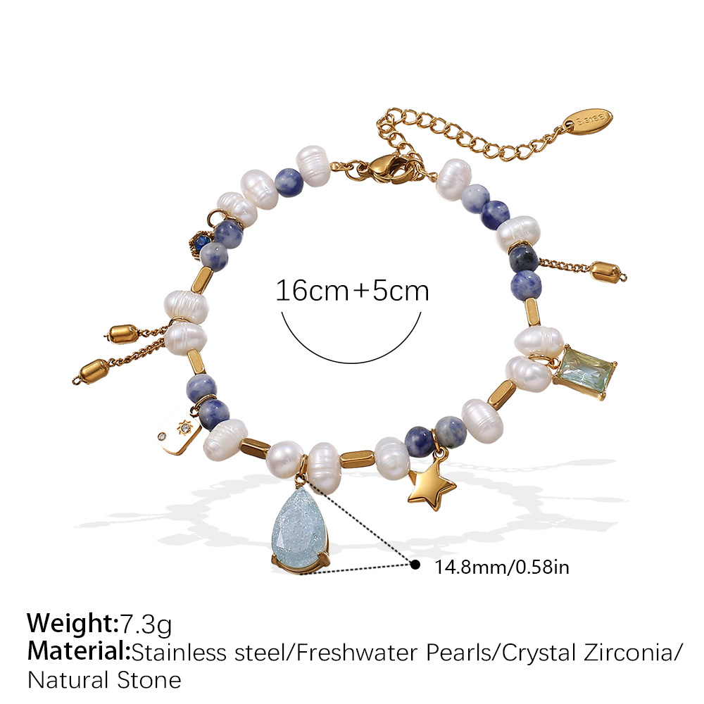 Sl154g natural stone gold bracelet