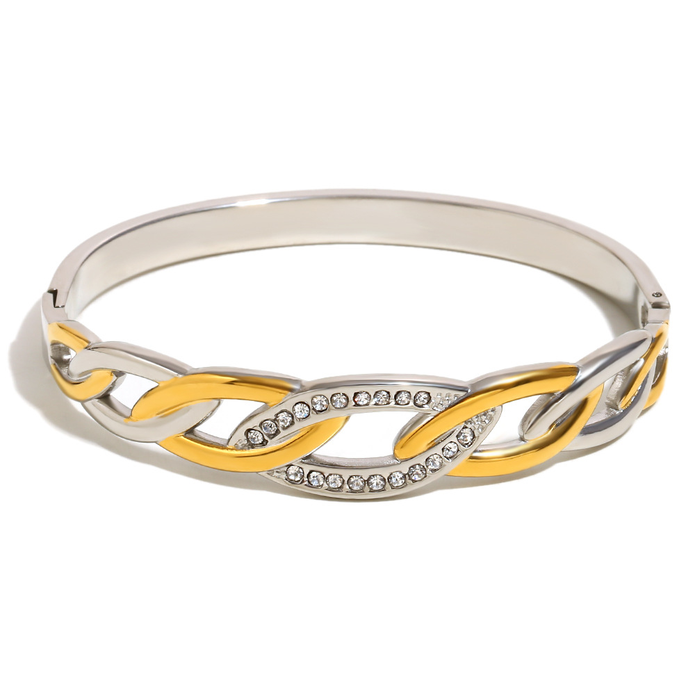 Eye zircon snap bracelet-double color