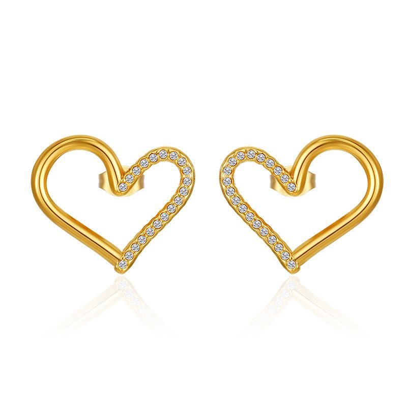 Love diamond stud earrings-gold