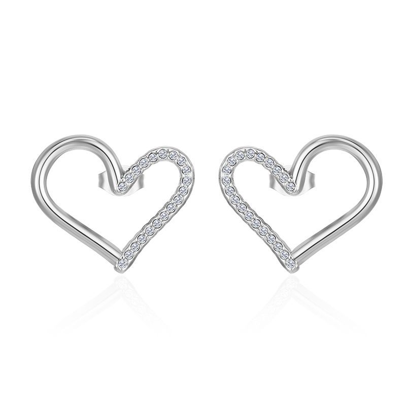 Love diamond stud earrings-steel color
