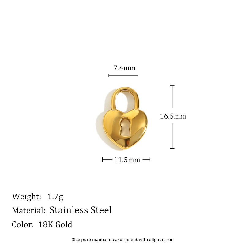 Heart-shaped small lock pendant-gold