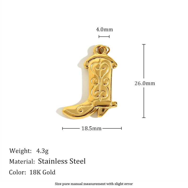 Cowboy boot pendant-gold