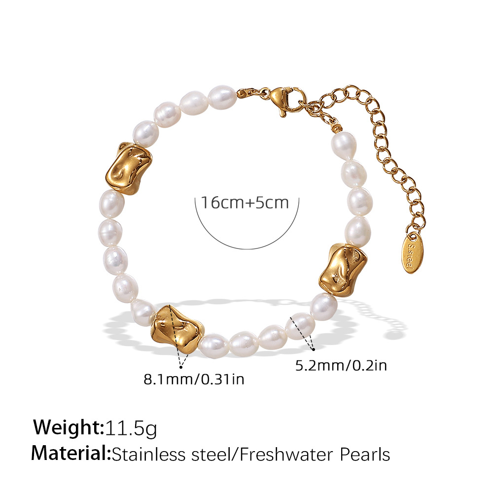 Sl141weg freshwater pearl gold bracelet