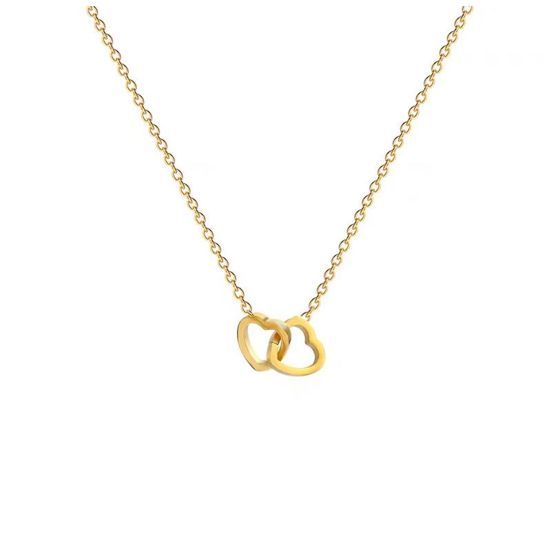 Love ring-linked necklace-gold