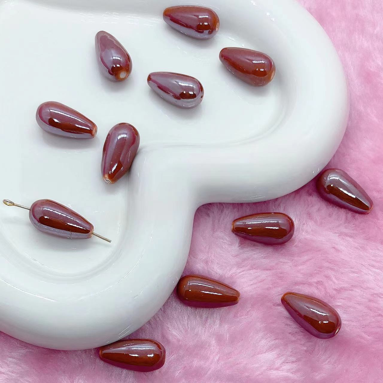 Dark red water drops