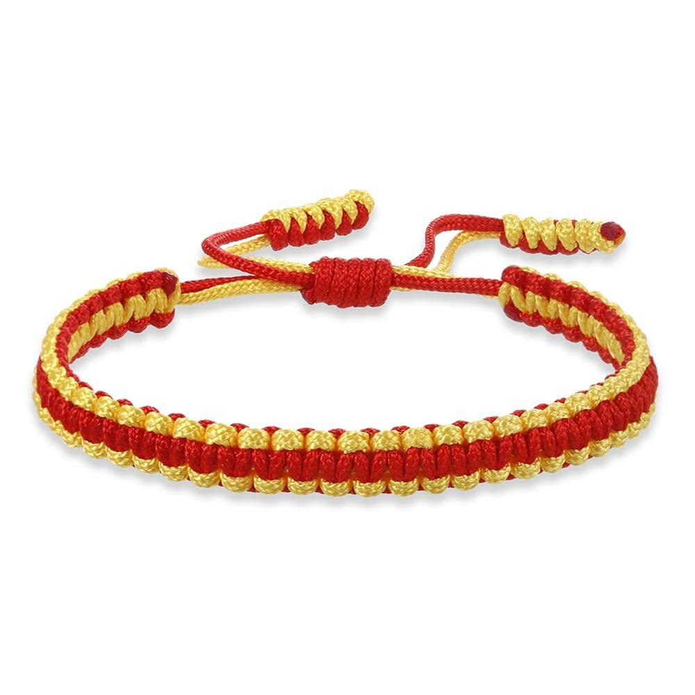 Yellow braided red rope bracelet