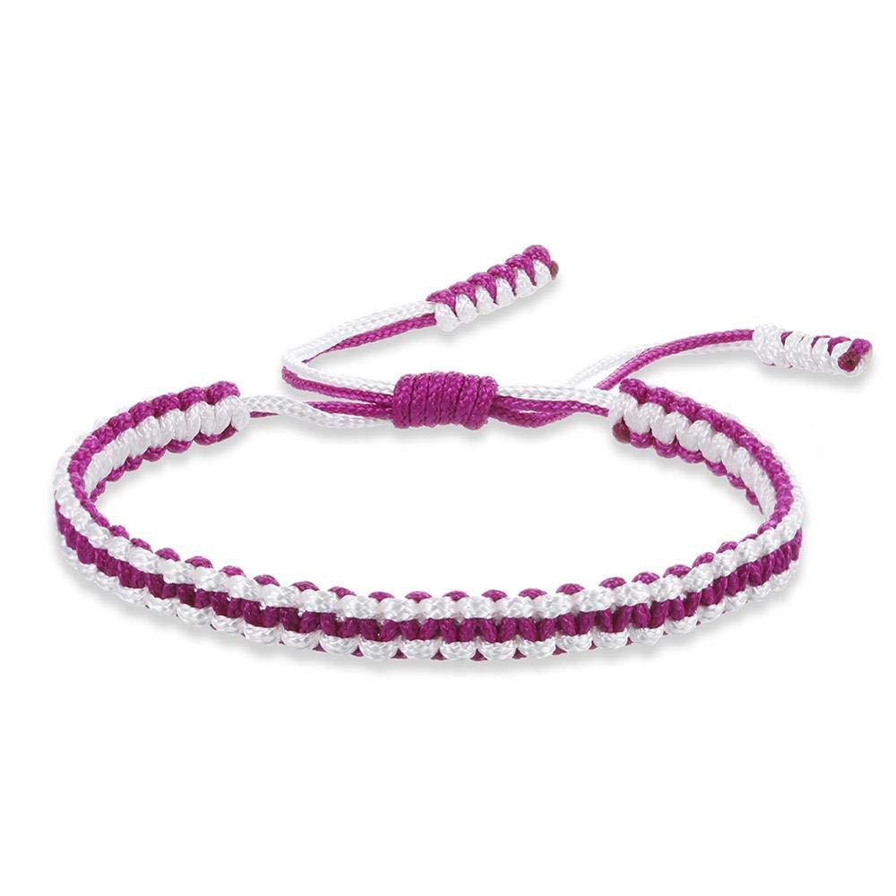 Purple Rope White Rope Woven Bracelet
