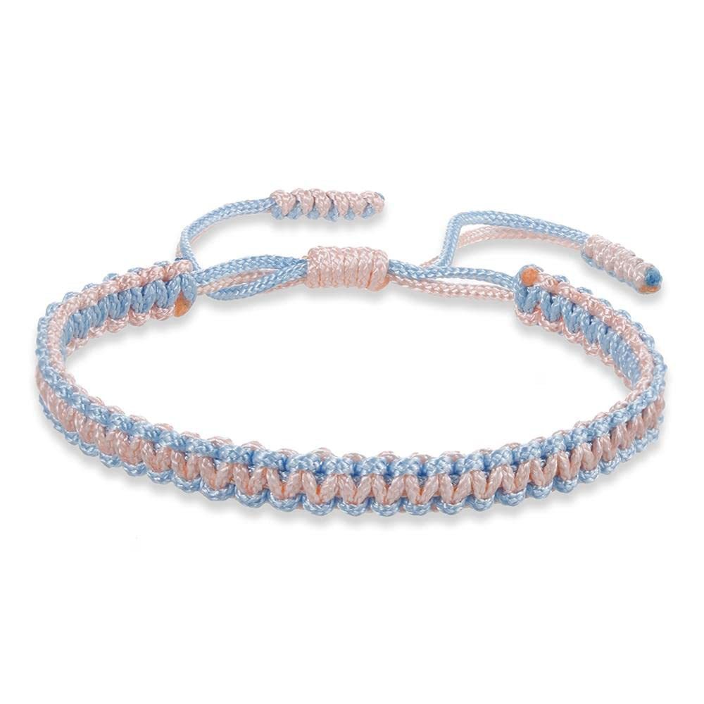 Light Blue Pink Rope Woven Bracelet