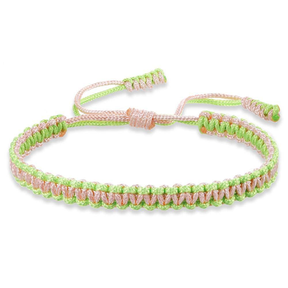 Pink rope light green rope braided bracelet