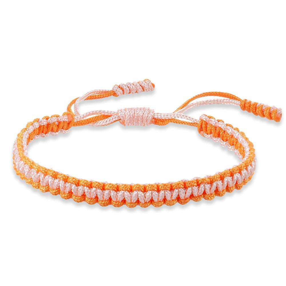 Orange braided pink rope bracelet