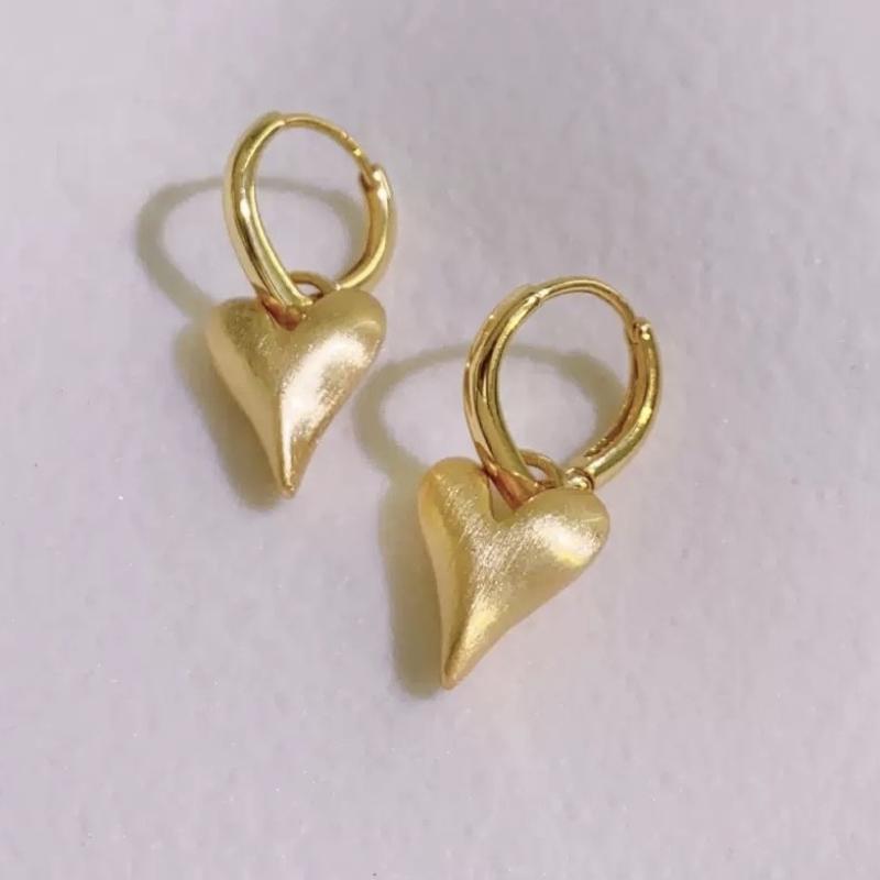 Gold brushed matte love earrings