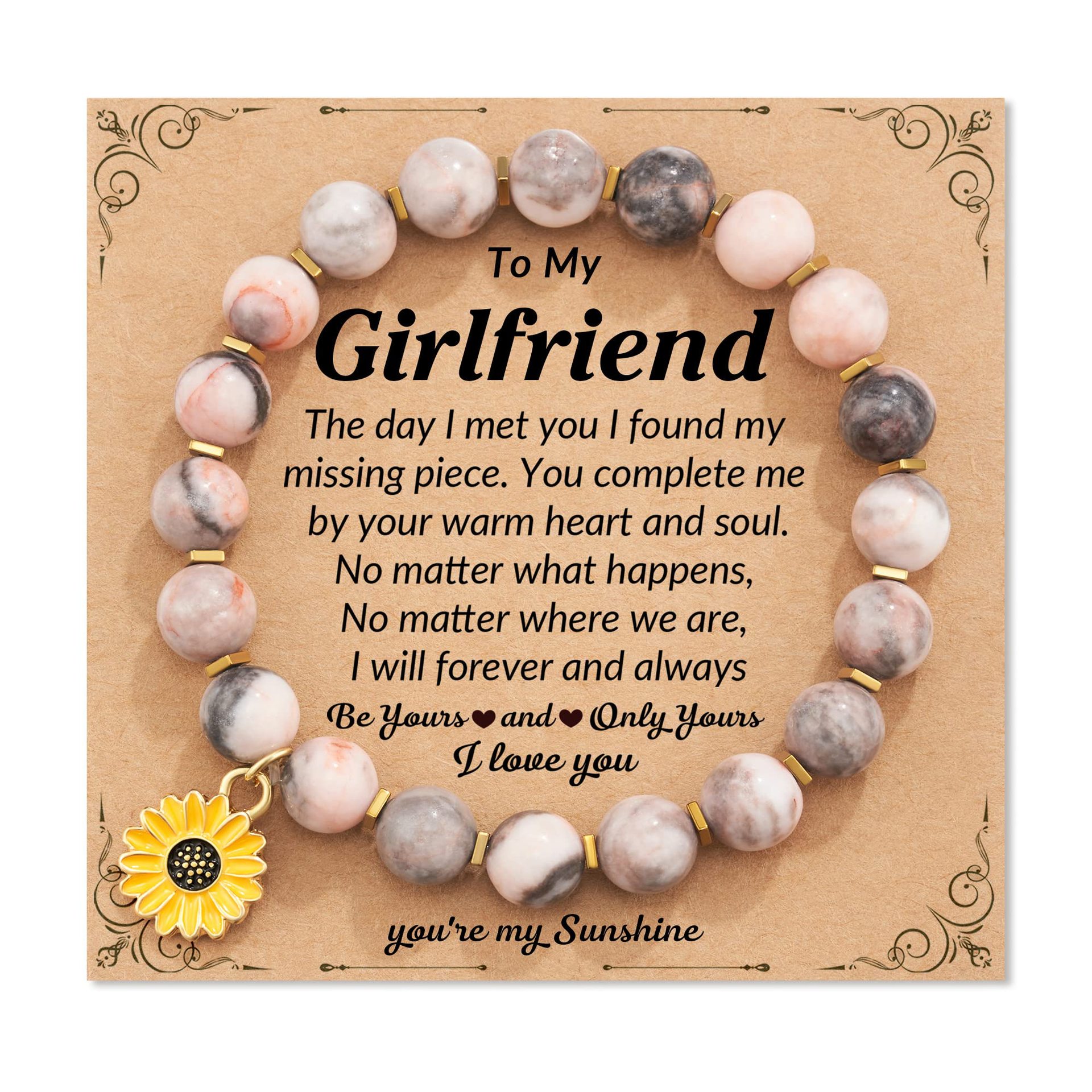 Pink Zebra Sunflower Pendant GirlFriend Card