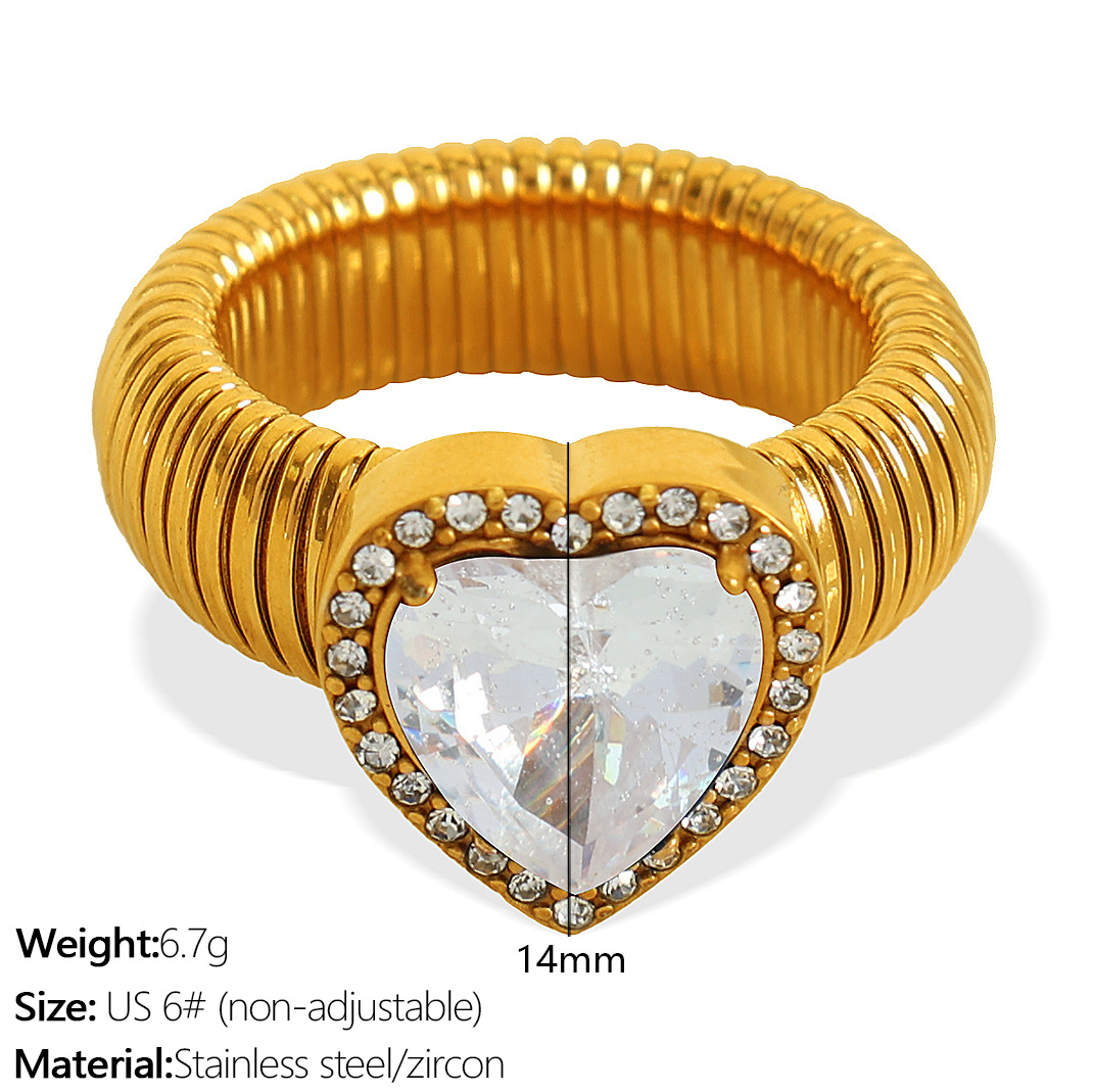 JZ50 Meiwei 6# White Zirconium Gold Ring