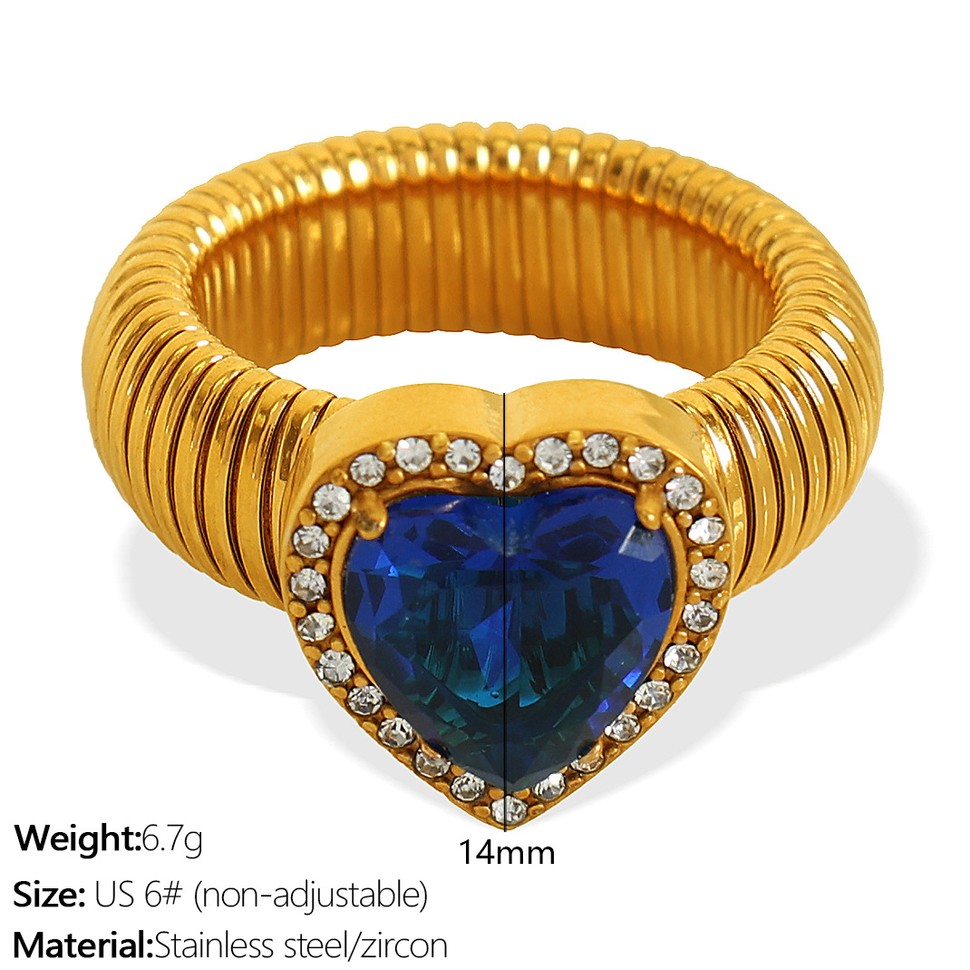 JZ50 Meiwei 6# Cobalt Blue Zirconium Gold Ring