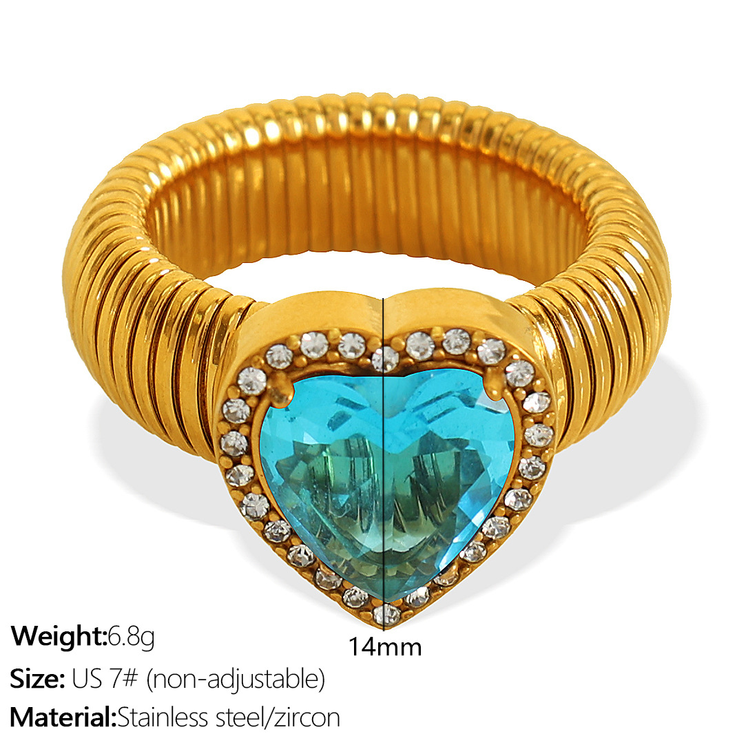 JZ50 Meiwei 7# Sky Blue Zirconium Gold Ring