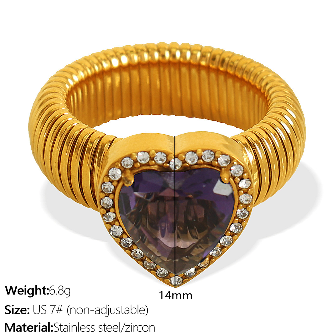 JZ50 Meiwei 7# Purple Zirconium Gold Ring