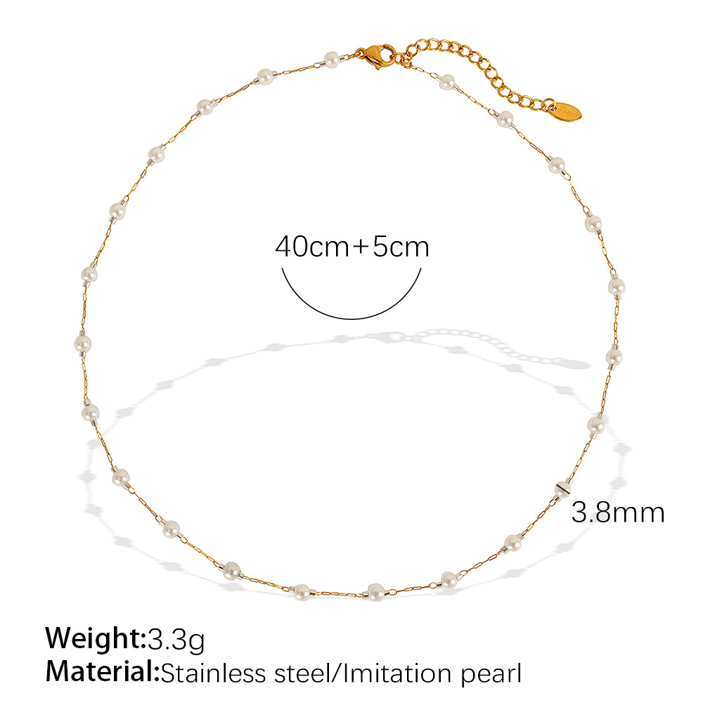 Xl267 white bead gold necklace