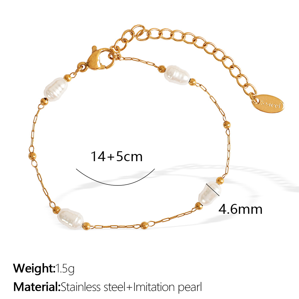 Sl93 white bead gold bracelet