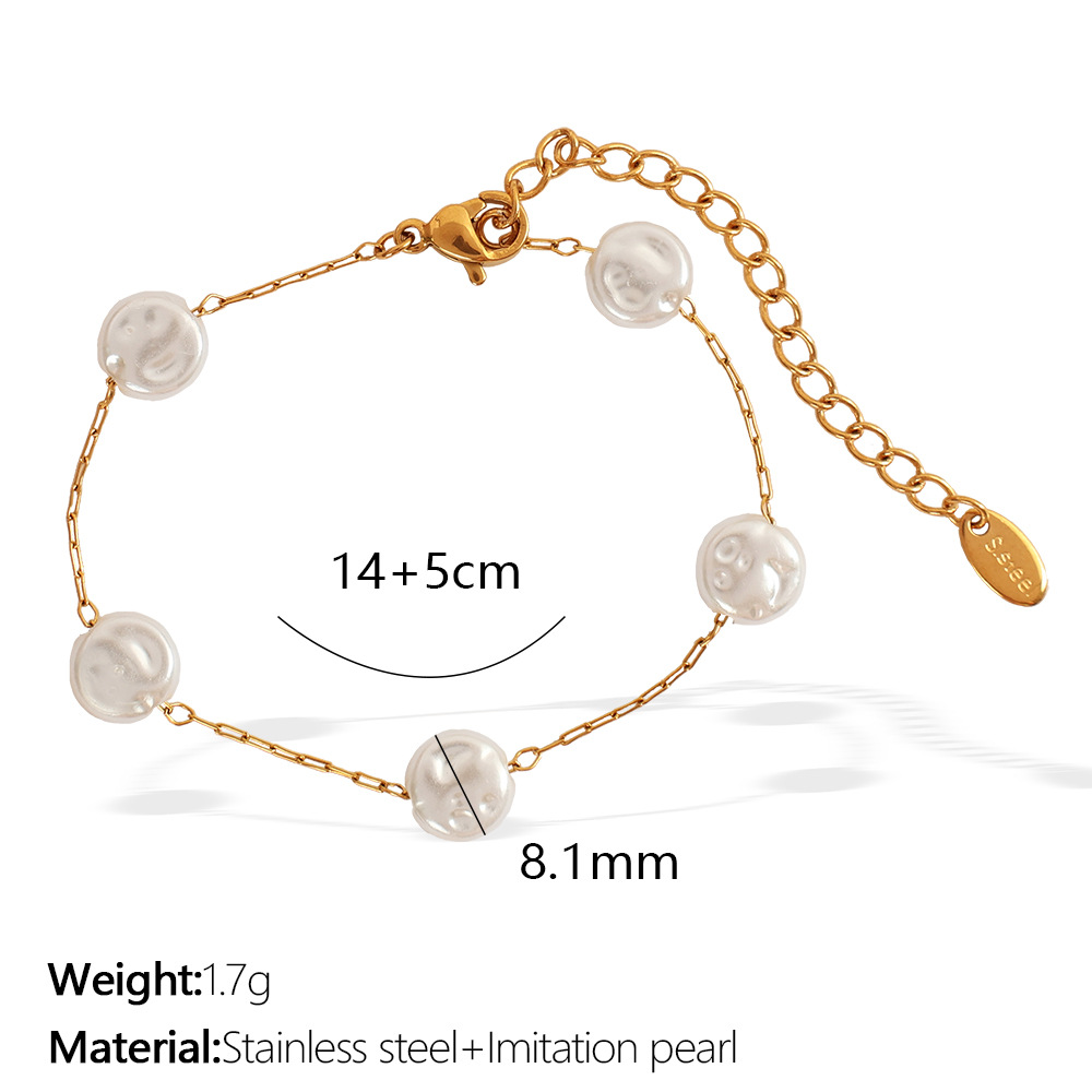 Sl94 white bead gold bracelet